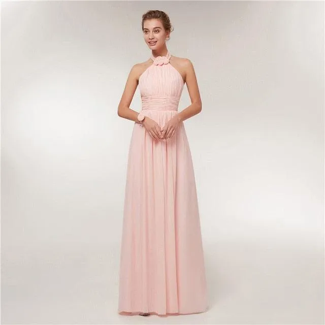 Long Chiffon Blush Pink Bridesmaid Dresses