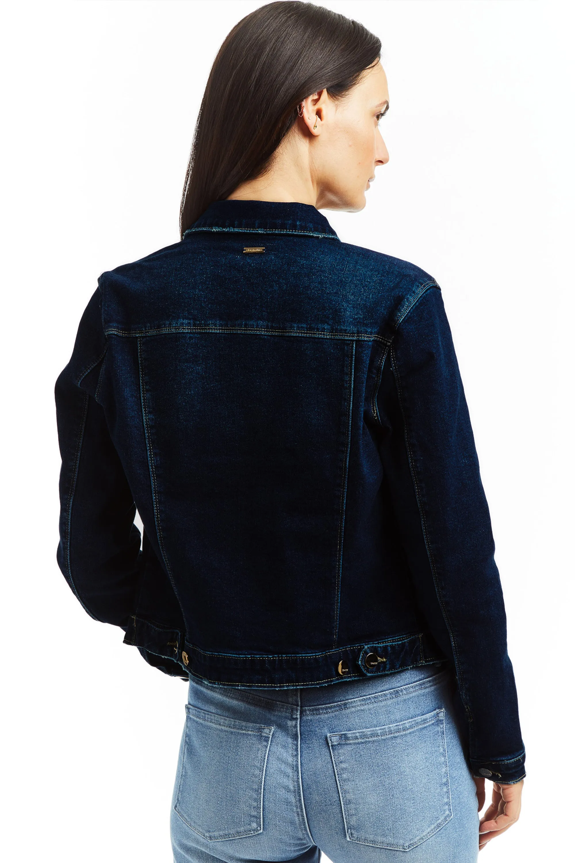 Loretta Basic Denim Jacket In Dark Indigo