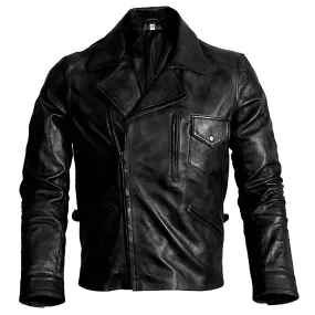 Men's Captain America Biker Black Leather Jacket