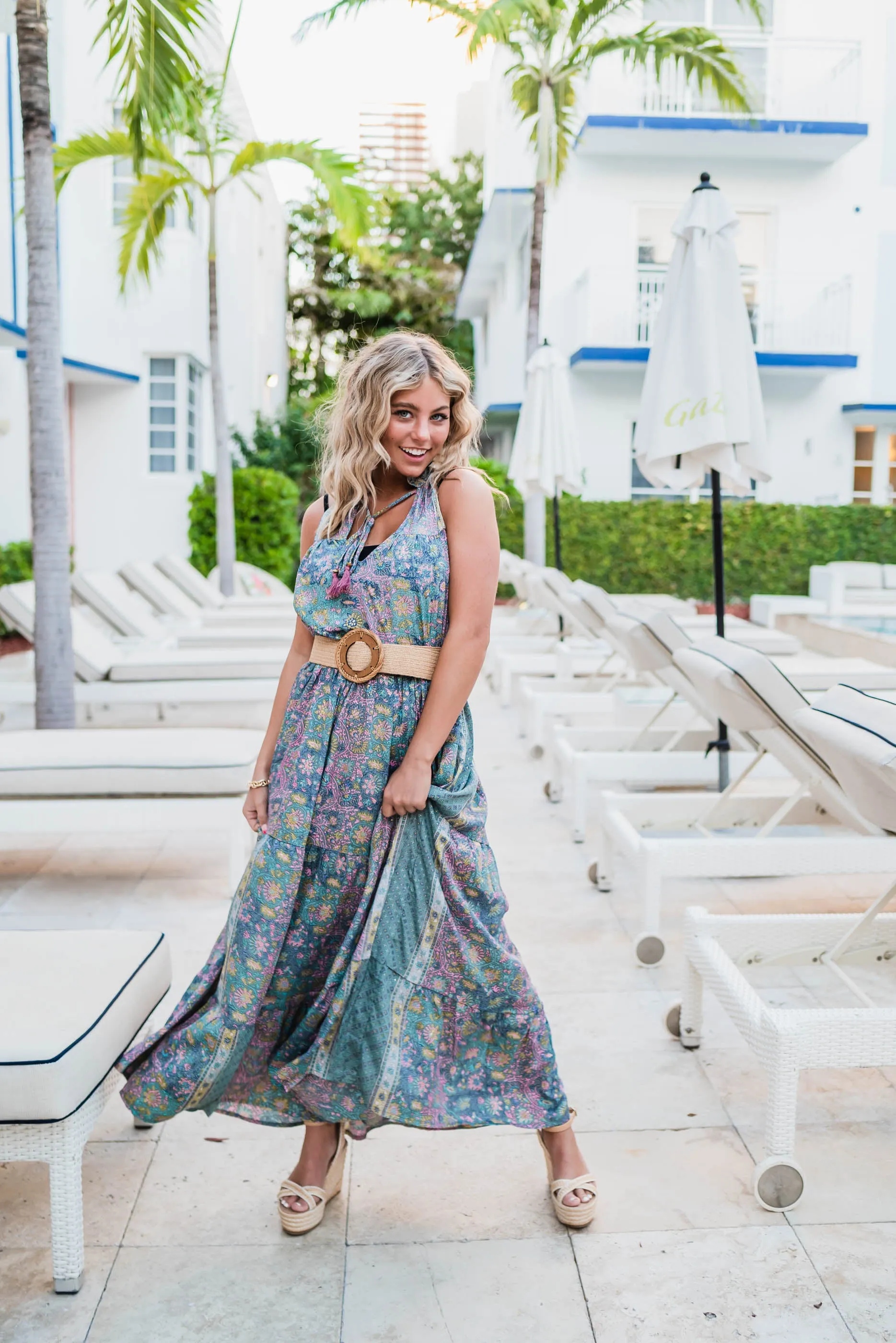 Metallic Floral Halter Maxi Dress - Final Sale