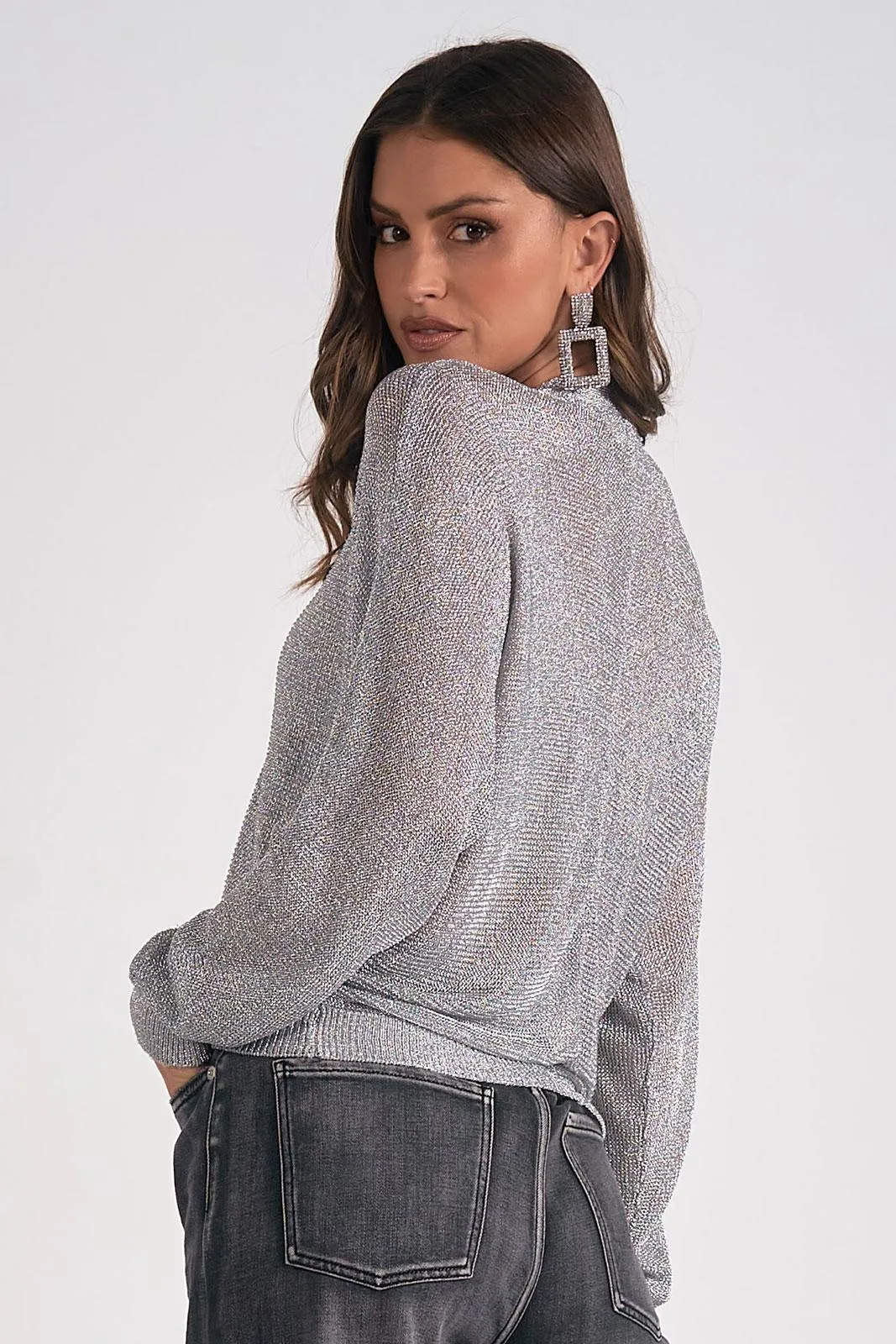 Metallic Zip Cardigan