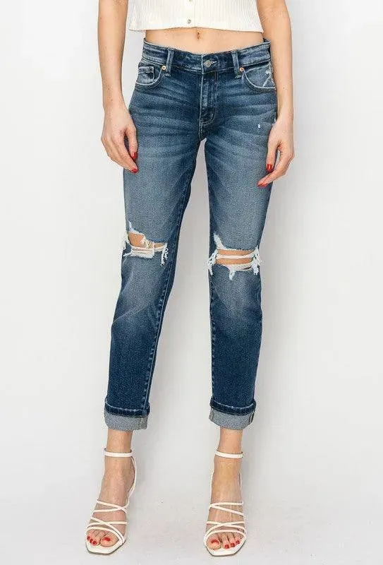 Mid Rise Boyfriend Jeans