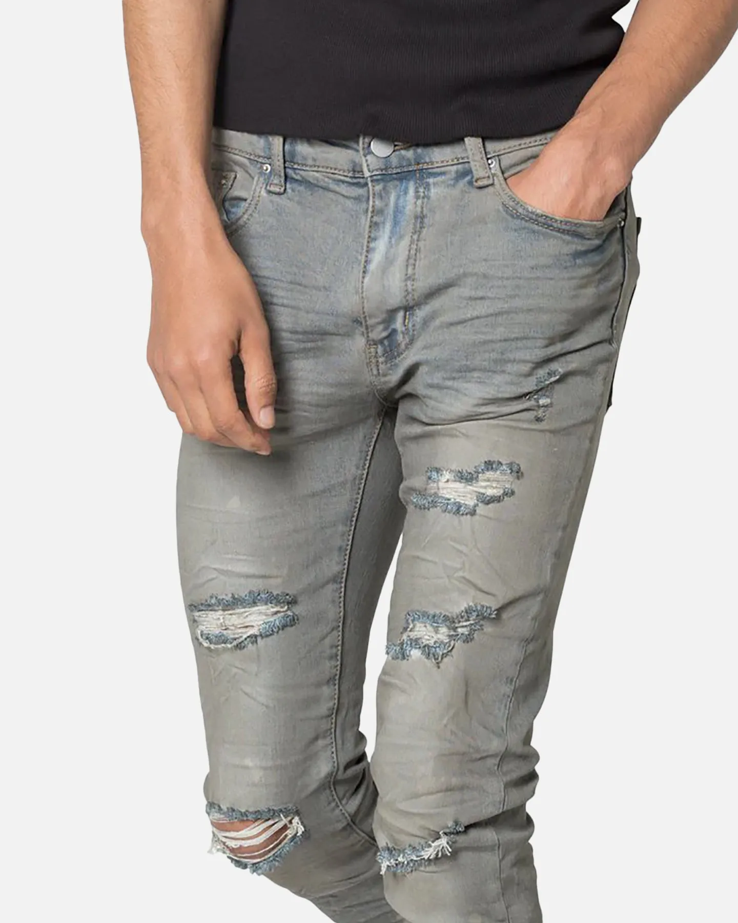 MNML X607 Paint Skinny Denim Jeans Blue