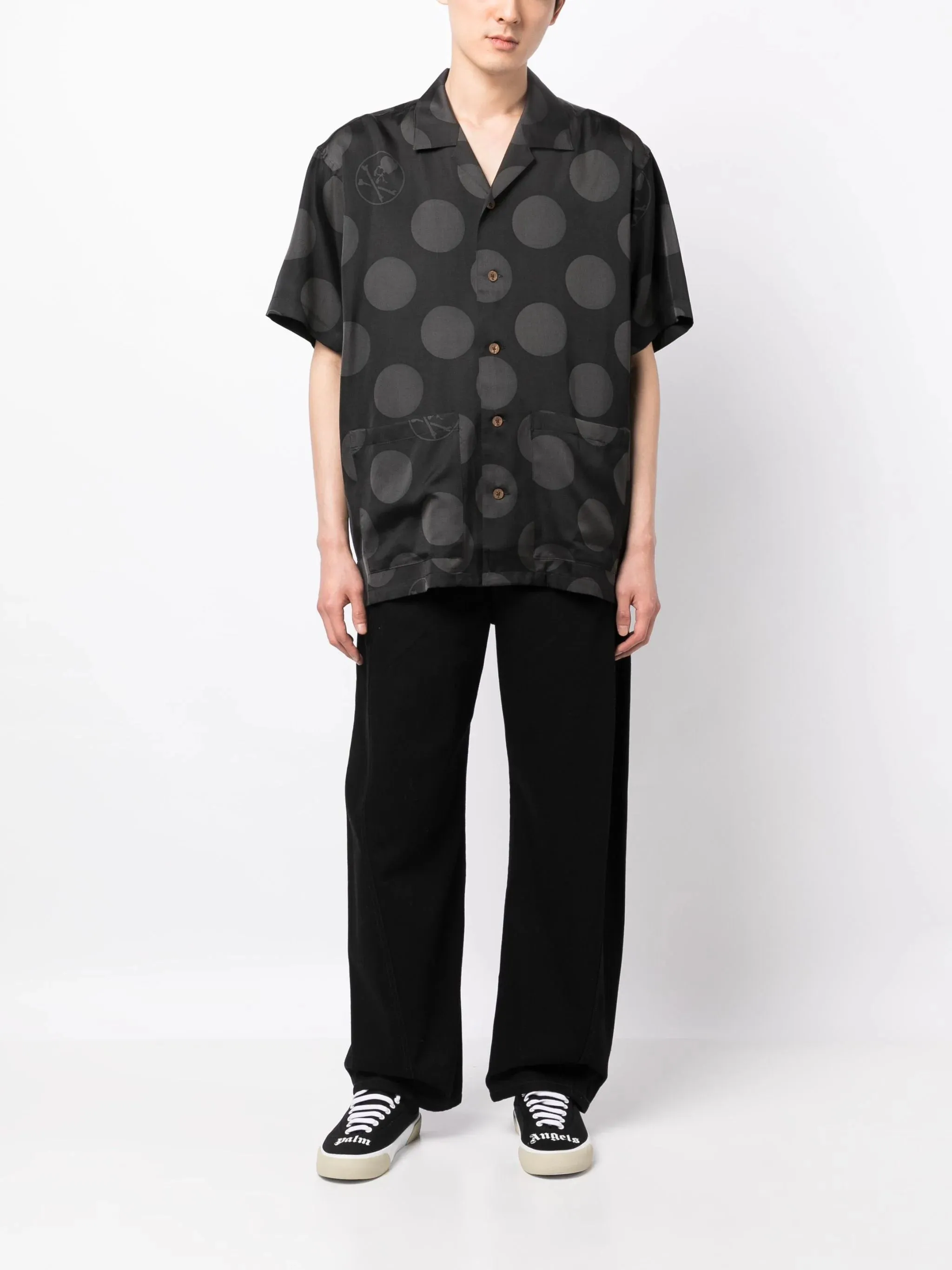 Open Collar Polka Dot Shirt