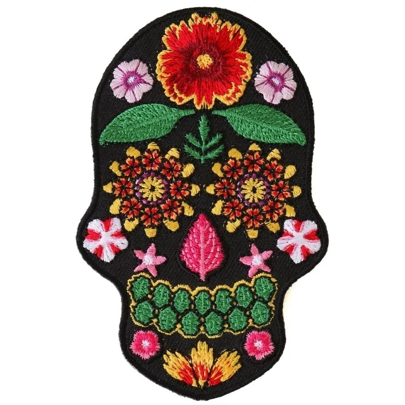 P6157 Flower Skull Black Patch