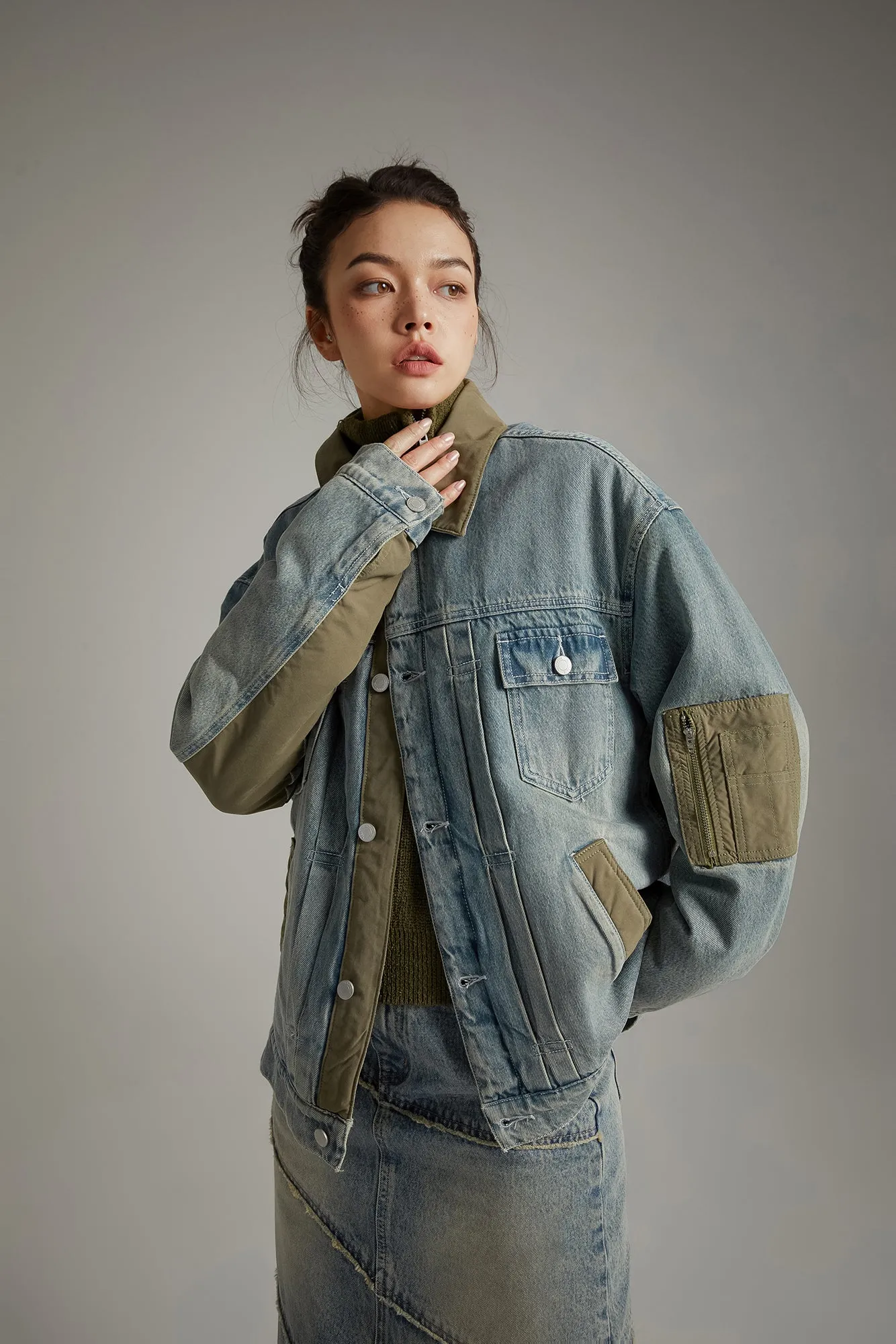 Pop Of Color Denim Jacket