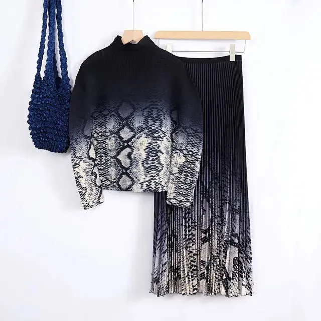 Pre Order:  Snake Print Pleated Set