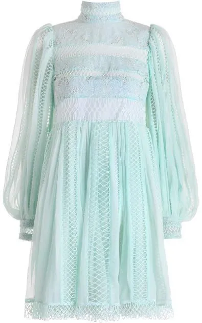 'Rhythm Spiral' Empire Dress in Mint Green