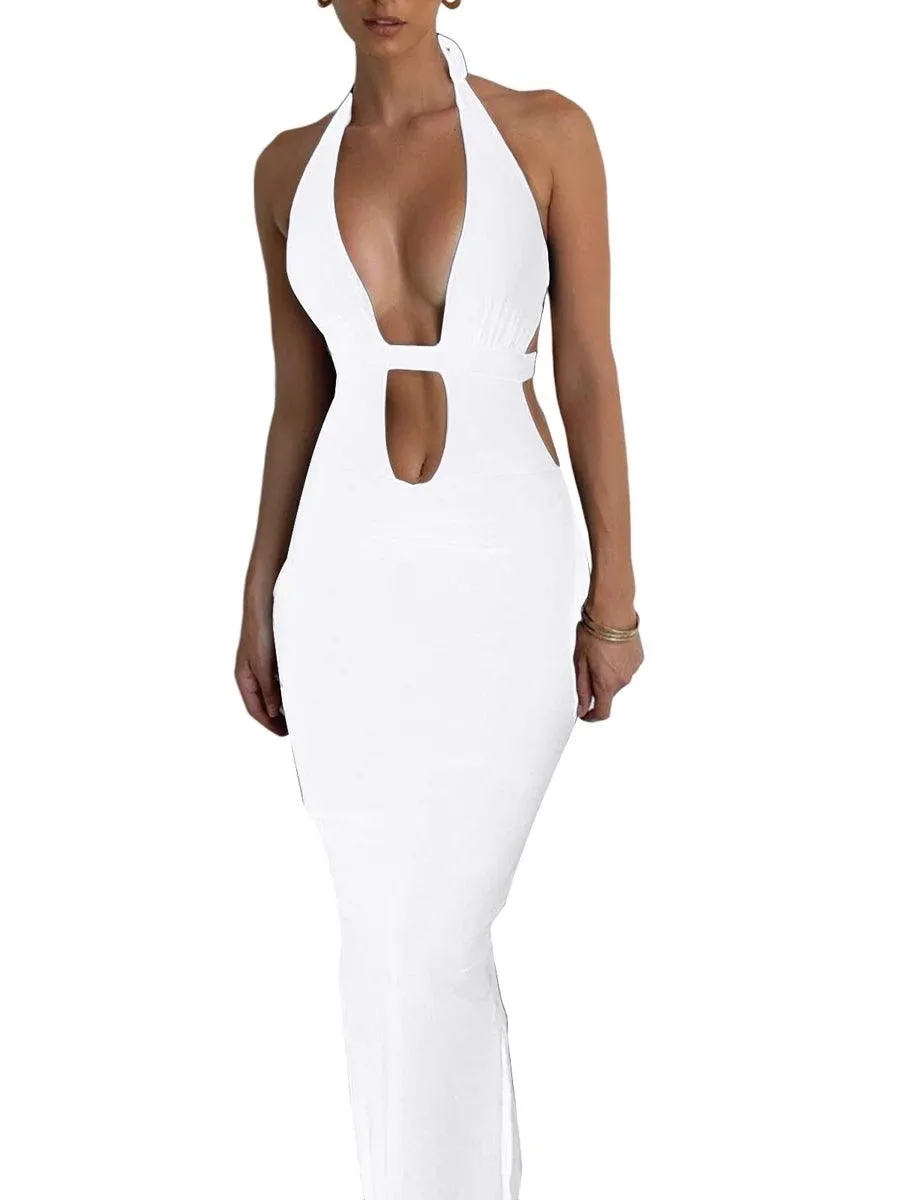 Sexy Cutout Halter Neck Backless Dress