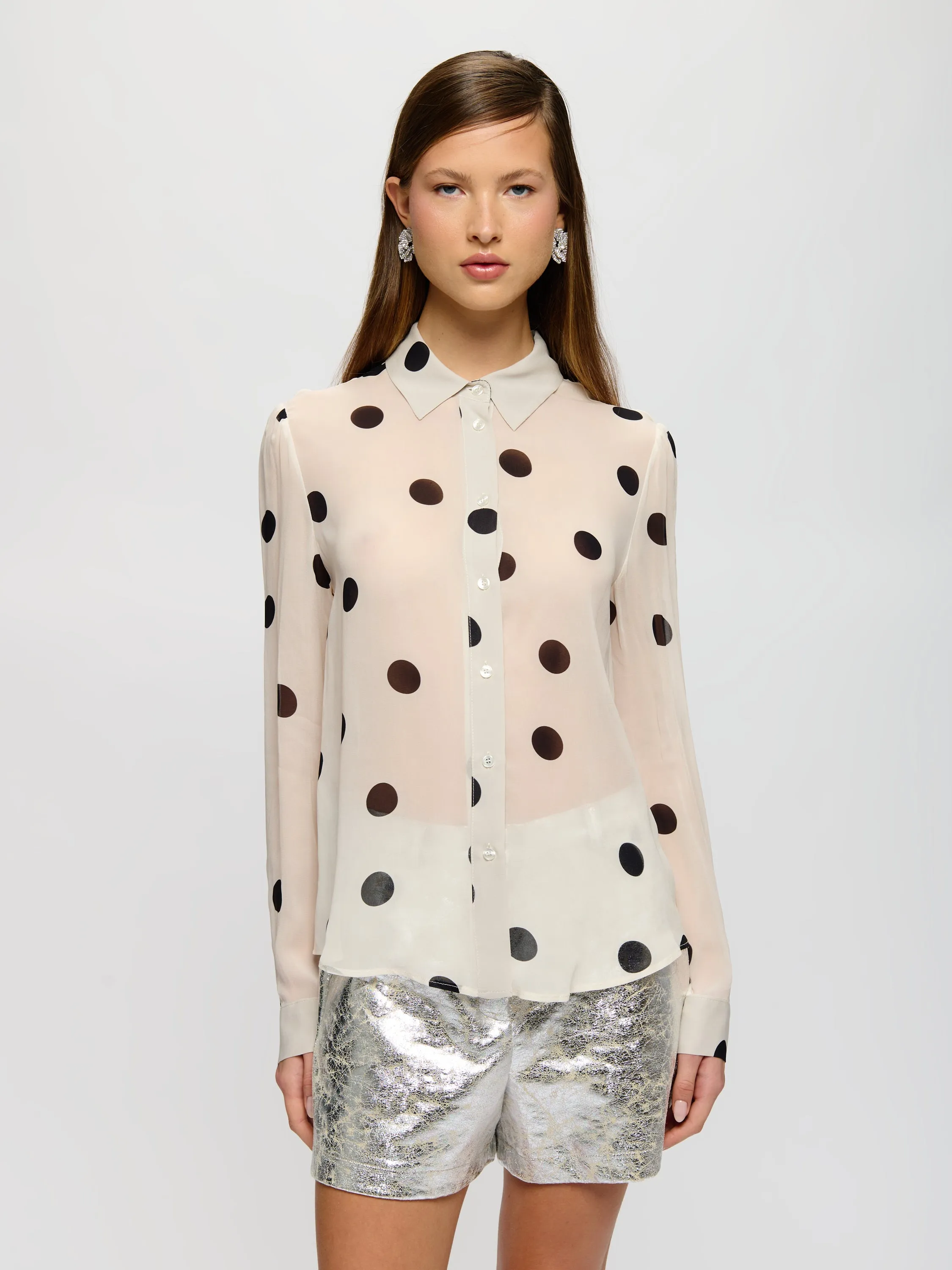 Sheer Polka-Dot Blouse