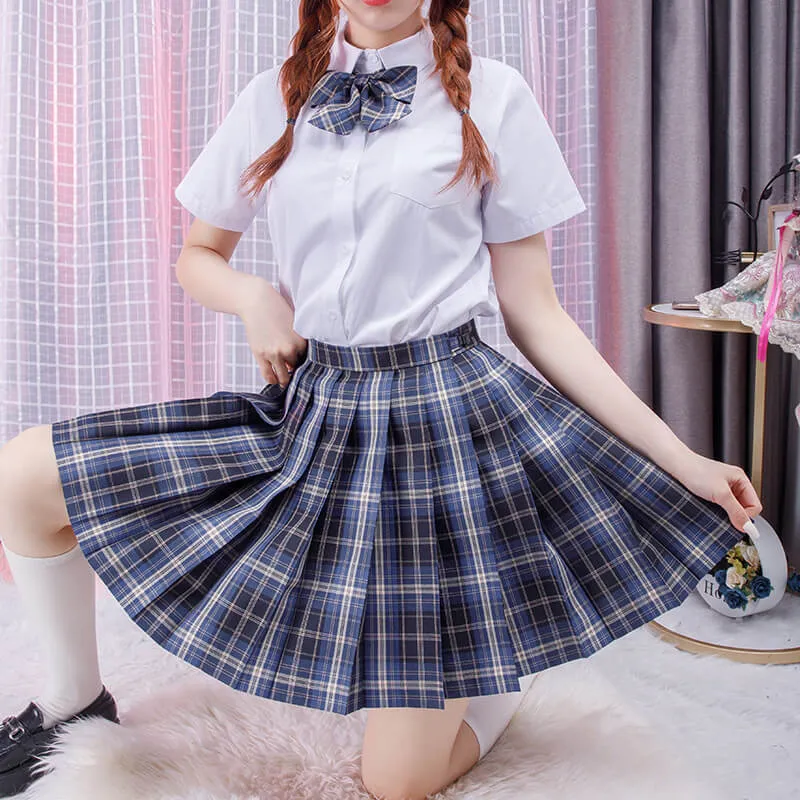 [Skirt / Bow] JK Myth Blue plaid uniform skirt