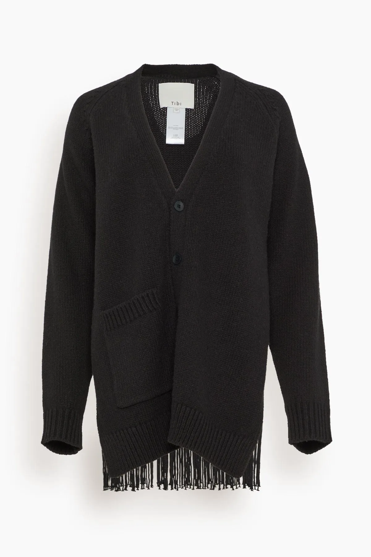 Soft Sweaters Fringed Half Cardigan in Black