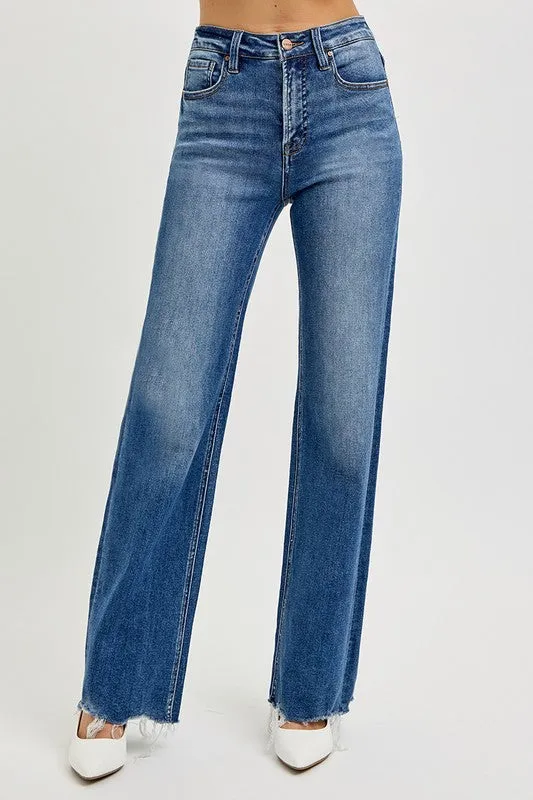 Tummy Control High Rise Raw Cut Jeans