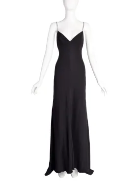 Valentino Vintage AW2000 Black Silk Bias Gown with Train