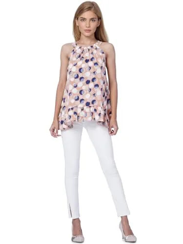 VERO MODA Women's Polka Dots Relaxed Fit T-Shirt (Rosette)