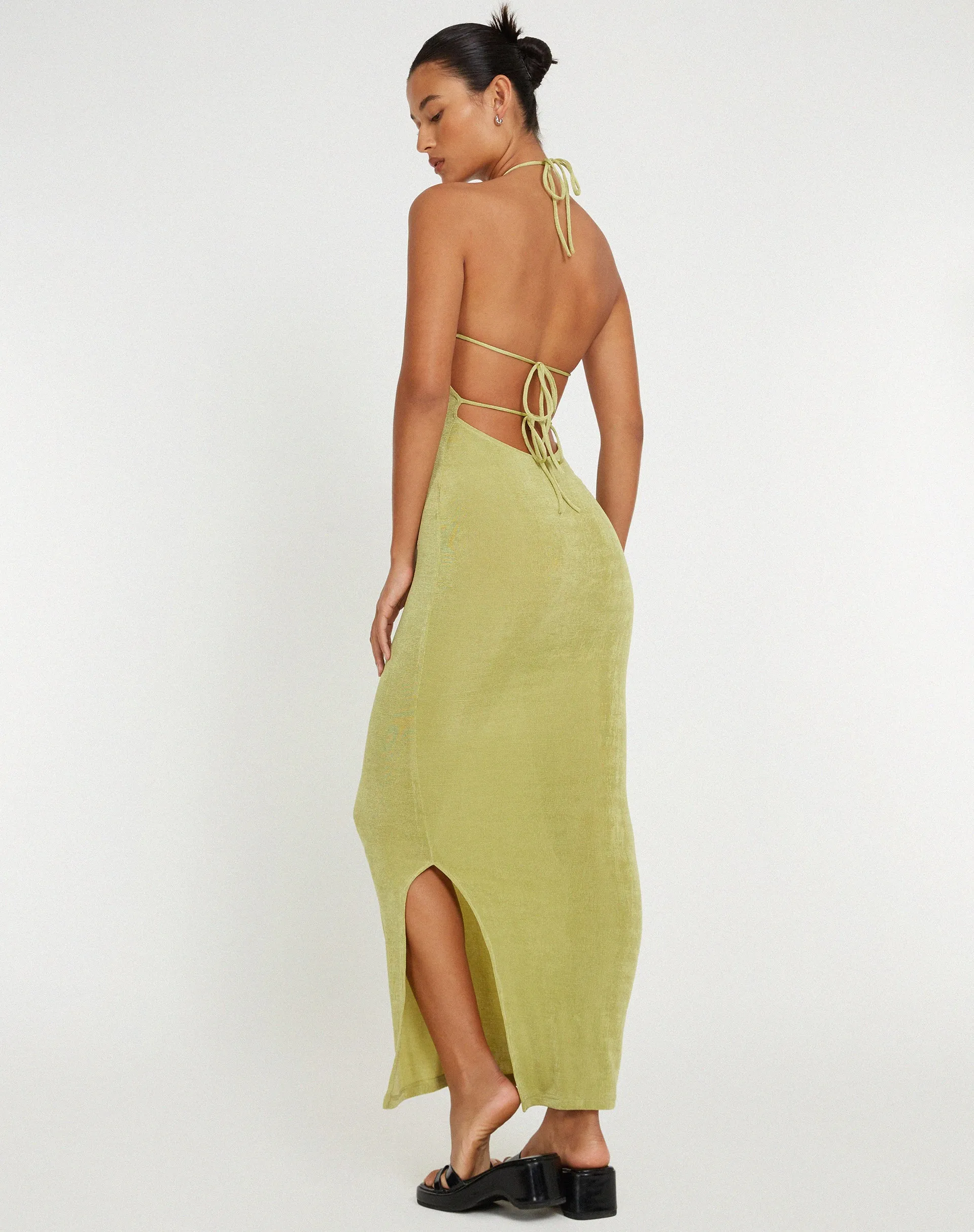 Virnilia Halterneck Maxi Dress in Lime