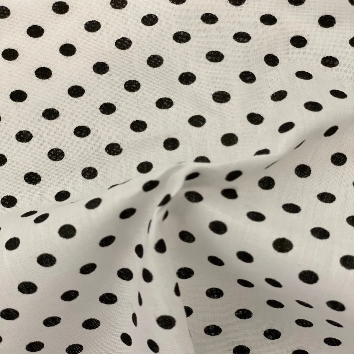 White Black Mini Polka Dot Poly Cotton Fabric