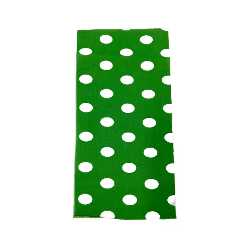 White | Green Big Polka Dot Printed Poly Cotton Fabric