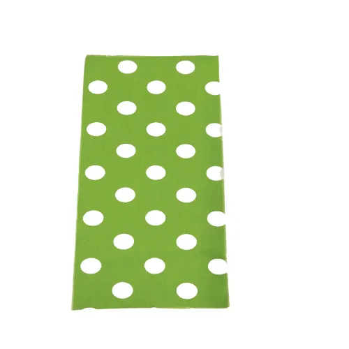 White | Lime Green Big Polka Dot Printed Poly Cotton Fabric