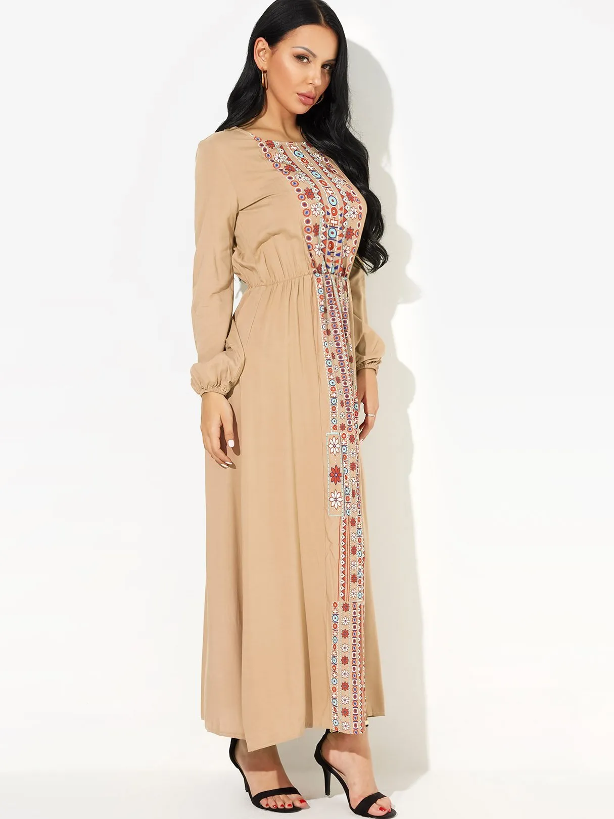 Wholesale Long Sleeve Floral Print Maxi Dresses