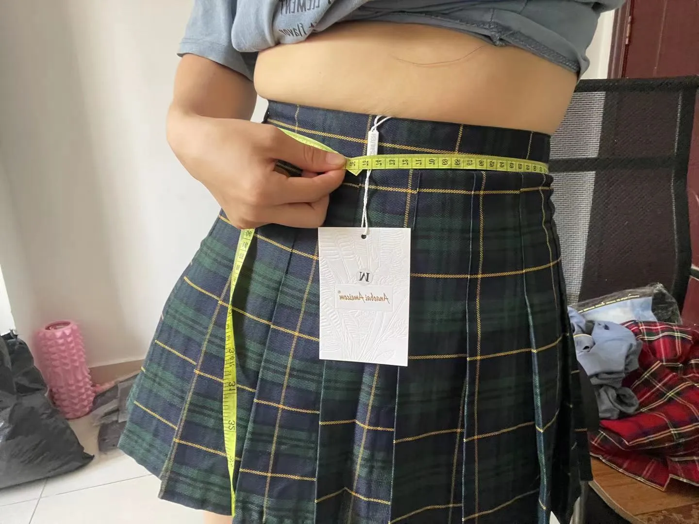 Wjczt New Harajuku Tartan Pink Women Skirt Sexy Plaid Pleated Skirts Mini Dance Skirt Side Button High Waist School Skirts Female