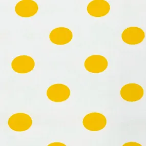 Yellow | White Big Polka Dot Printed Poly Cotton Fabric